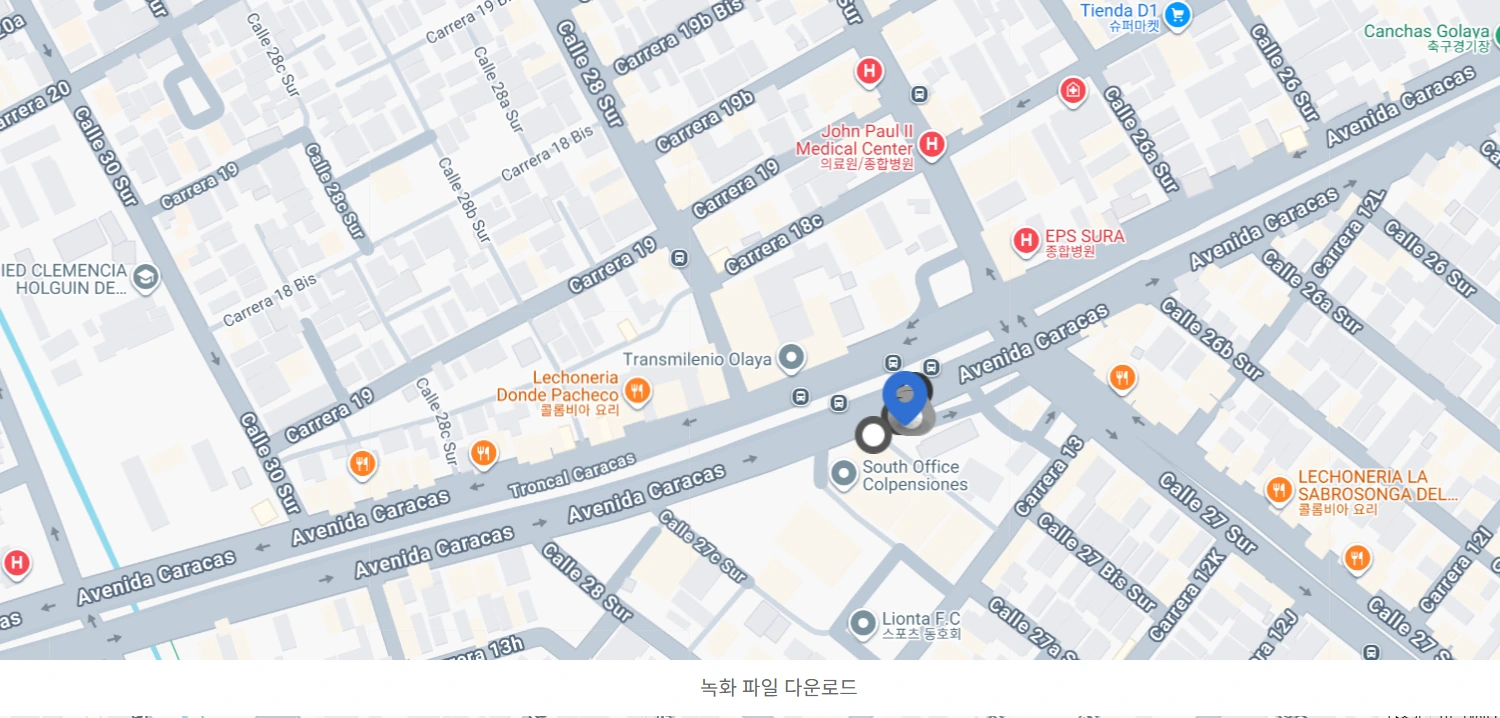 기존 자료의 지도 위 위치정보 표시 예시